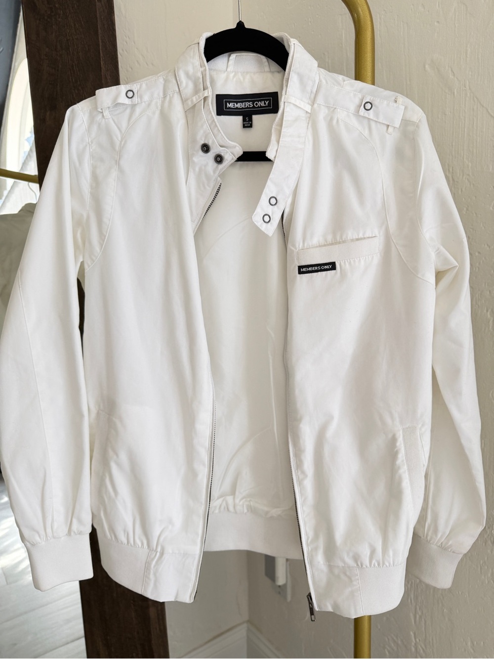 Members Only White Jacket Size Small NWT Y2K Retro Snap Collar